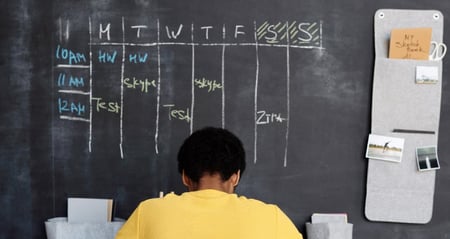 job seeker in front of calendar