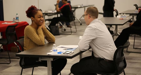 job seeker at hiring event