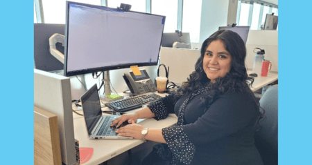 Ingrid working at her desk
