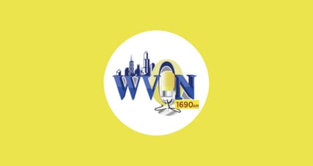 wvon logo on yellow background